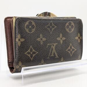 Auth Louis Vuitton Full Inclusion Viennois Leather Kisslock Wallet in Monogram